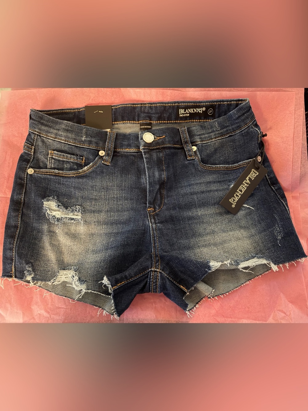 Blank NYC The Astor Women's Distressed Blue Denim Cutoff Shorts Size 27 (sz 4)